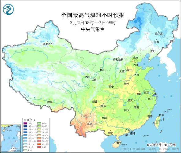 未来三天全国大部地区降水稀少，气温回升显著